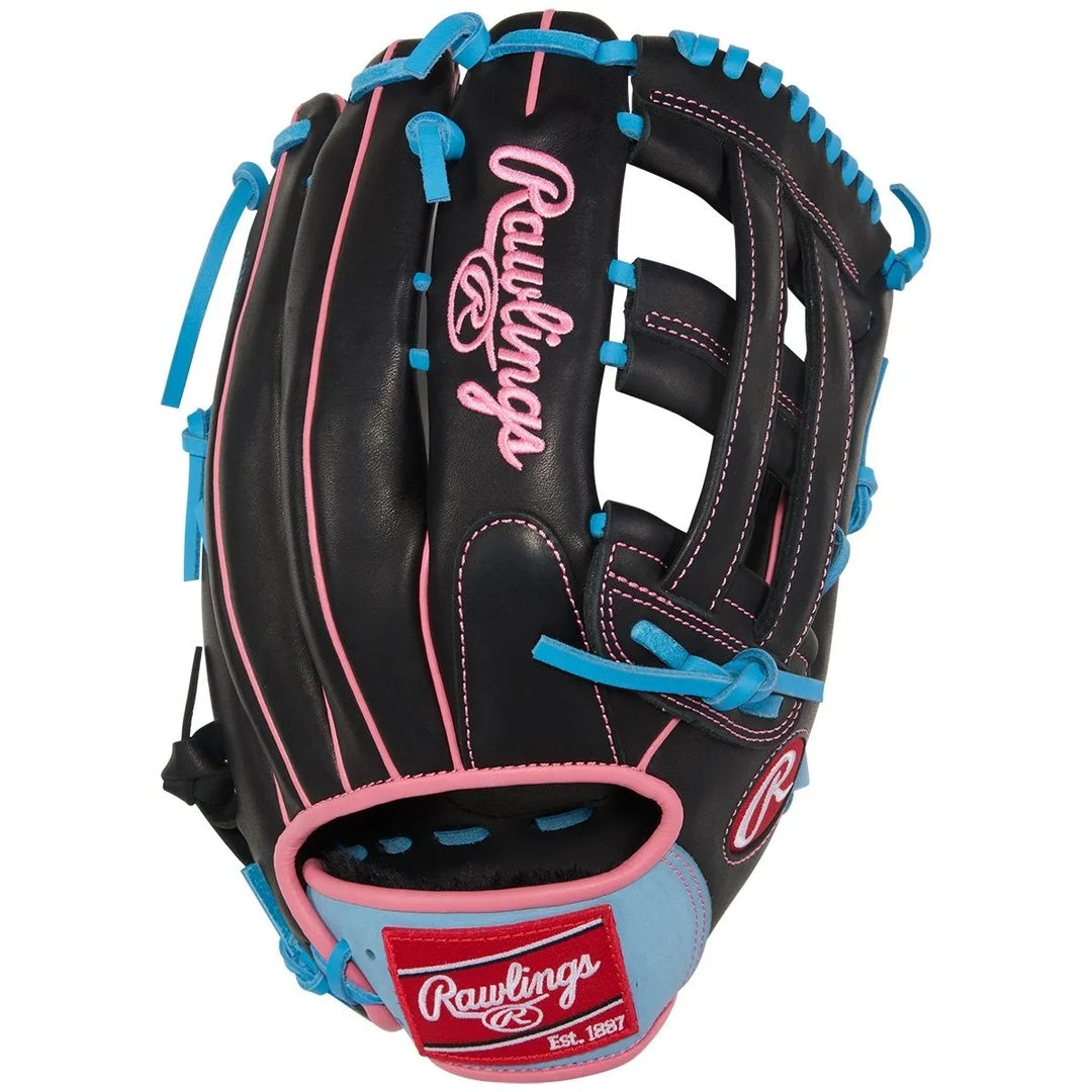 Rawlings R9 Series R93029-6BP Baseball Glove black/blue/pink
