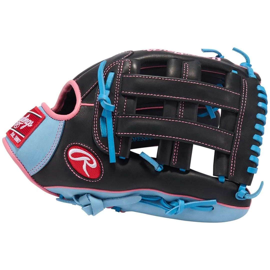 Rawlings R9 Series R93029-6BP Baseball Glove black/blue/pink