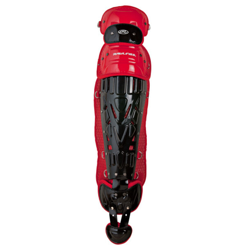 Rawlings Senior Velo 2.0 LGVEL Catcher's Leg Guards Black/Red