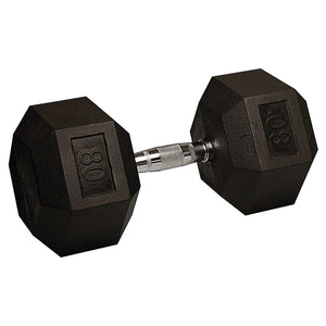 Rubber Hex Dumbbell - 80 lb