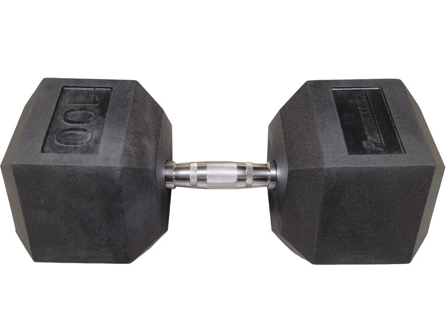 Progression Rubber Hex Dumbbells 100 lbs
