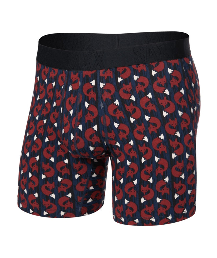 SAXX Men's Droptemp Cooling Cotton Boxer Briefs fox check red navy blue