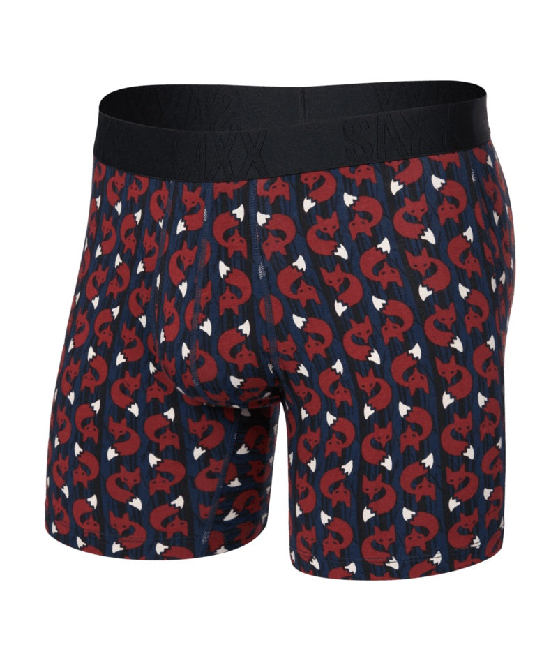 SAXX Men's Droptemp Cooling Cotton Boxer Briefs fox check red navy blue