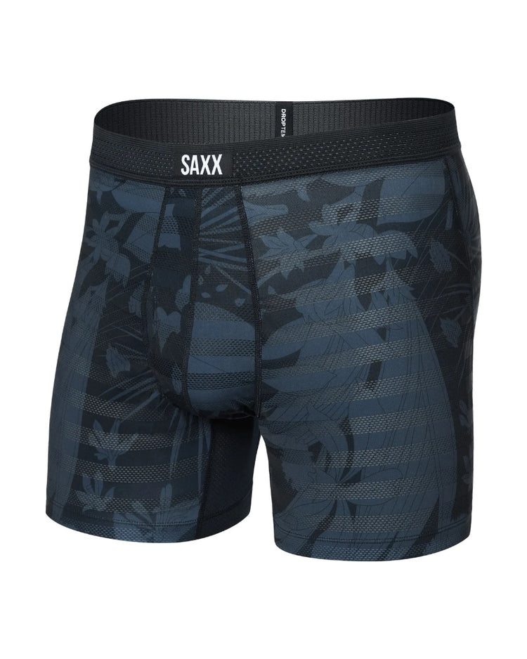 SAXX Men's Droptemp Cooling Mesh Boxer Briefs Jungle Noir Black 