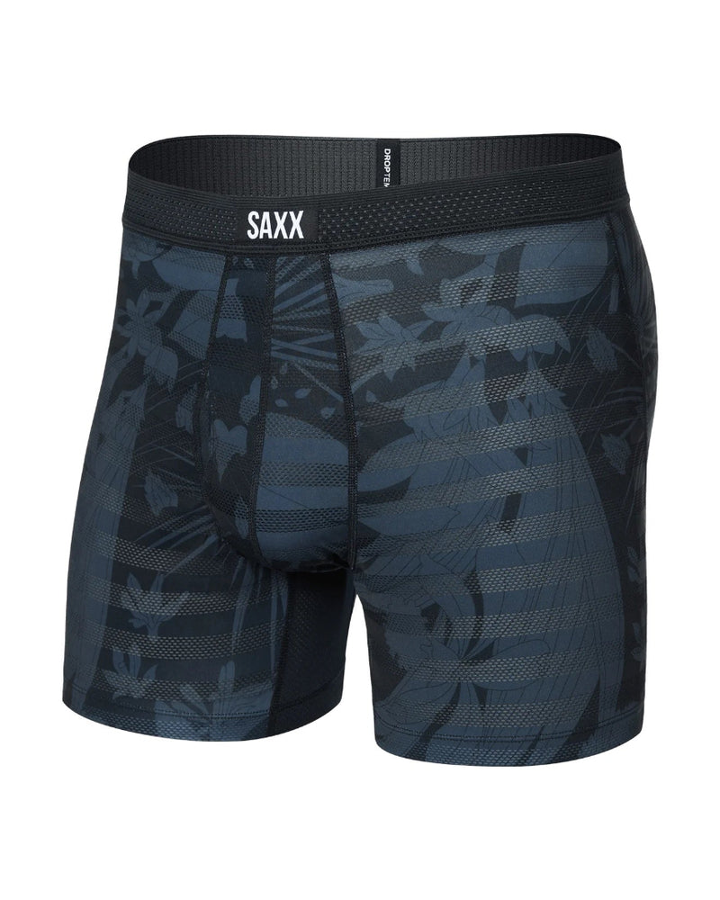 SAXX Men's Droptemp Cooling Mesh Boxer Briefs Jungle Noir Black 