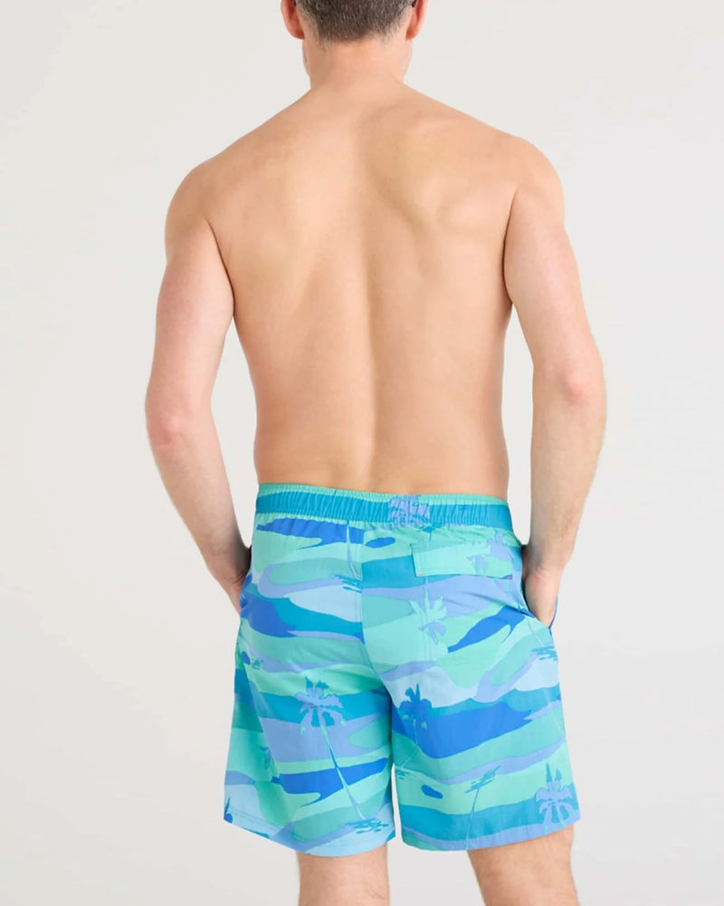 SAXX Men's Go Coastal 2-in-1 7" Volley Swim Shorts bright palms blue