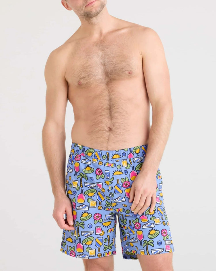 SAXX Men's Go Coastal 2-in-1 7" Volley Swim Shorts pickleball paradise blue