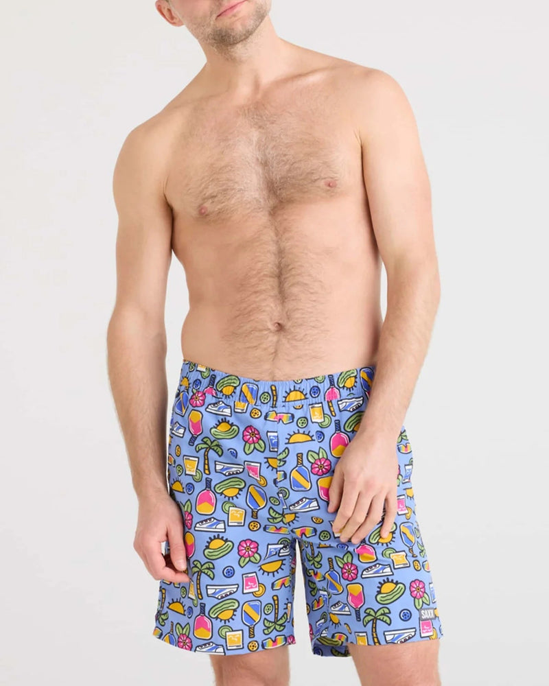 SAXX Men's Go Coastal 2-in-1 7" Volley Swim Shorts pickleball paradise blue