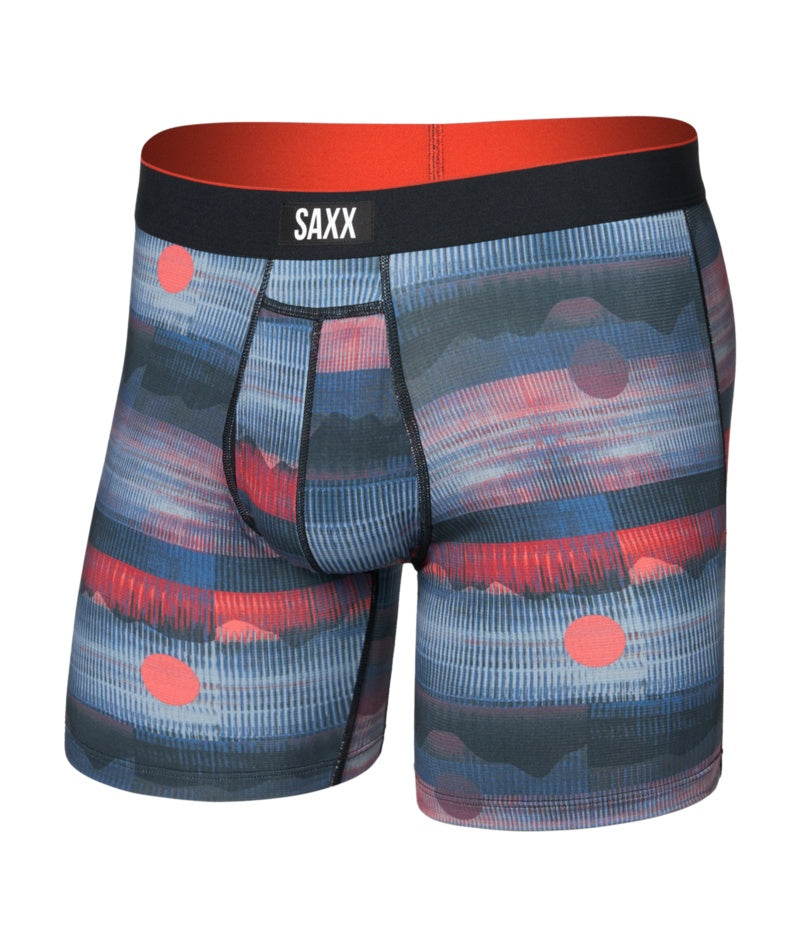 SAXX Men's Multi Sport Mesh Boxer Briefs Mystery Peaks multi color blue grey