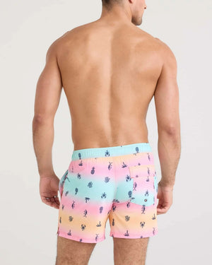 SAXX Men's Oh Buoy 2-in-1 5" Volley Swim Short Summer Ombre pastel blue pink orange
