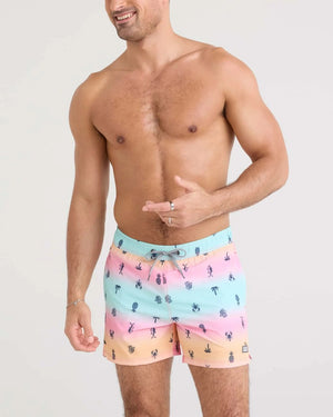SAXX Men's Oh Buoy 2-in-1 5" Volley Swim Short Summer Ombre pastel blue pink orange