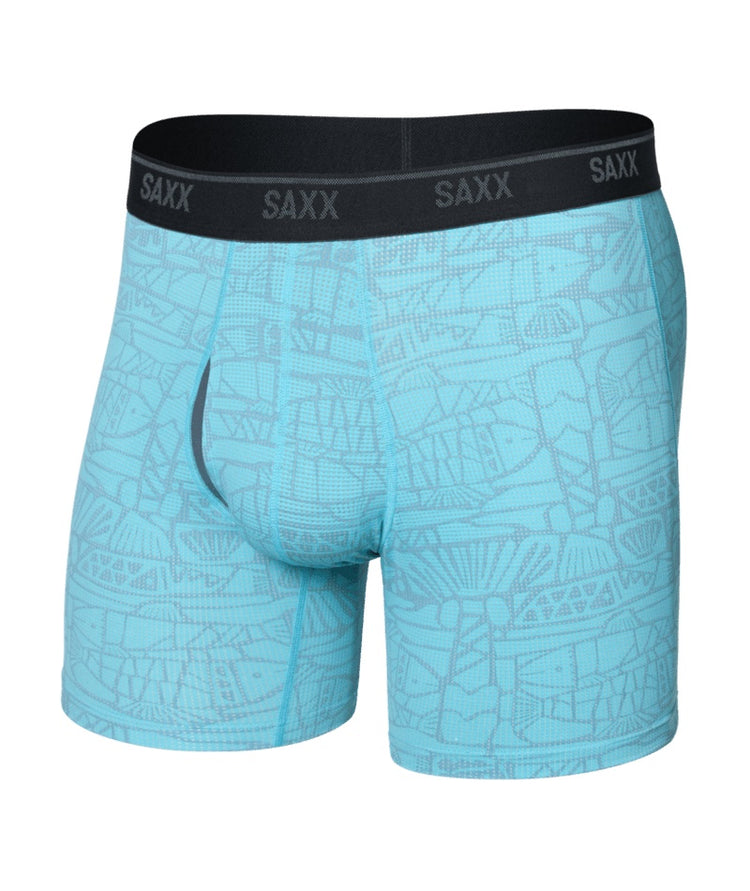 SAXX Men's Quest Quick-Dry Mesh Boxer Briefs tile fish teal blue