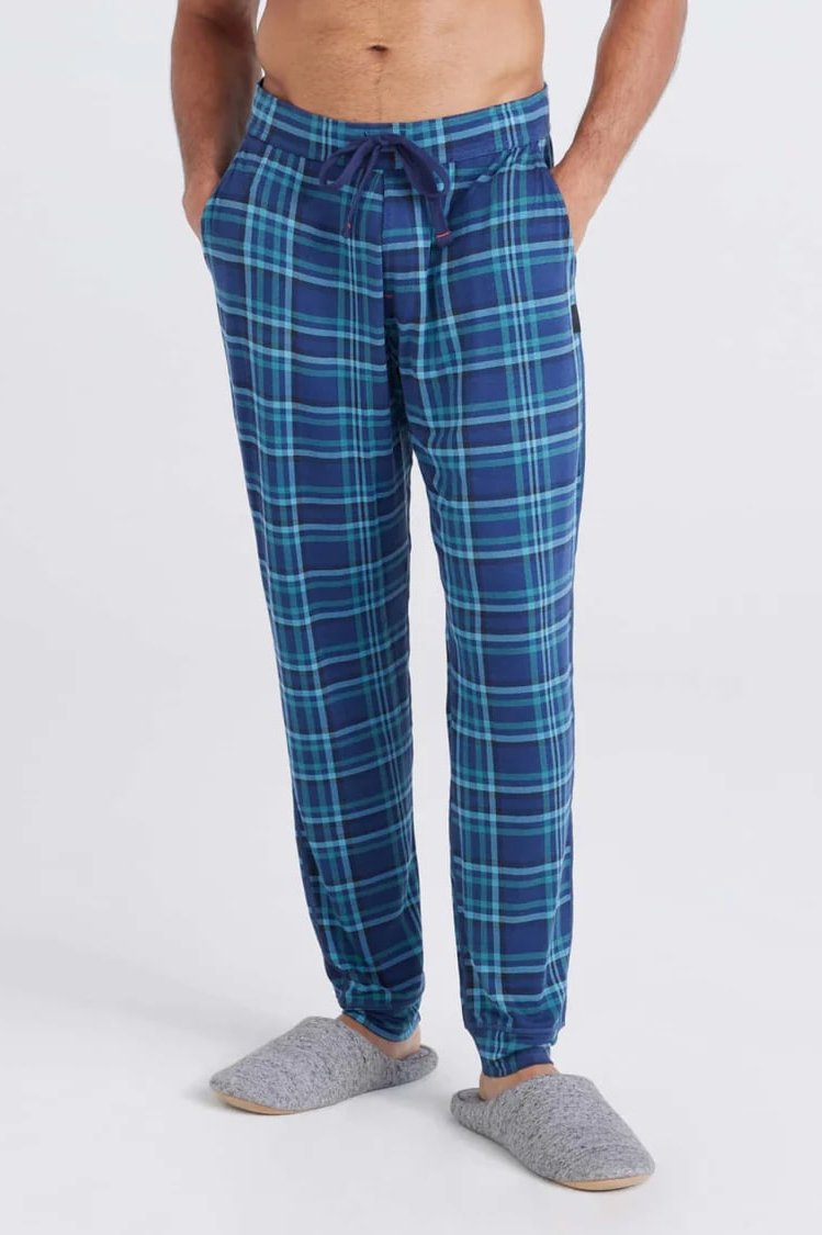 SAXX Men's Snooze Pants Flannel Blue Plaid