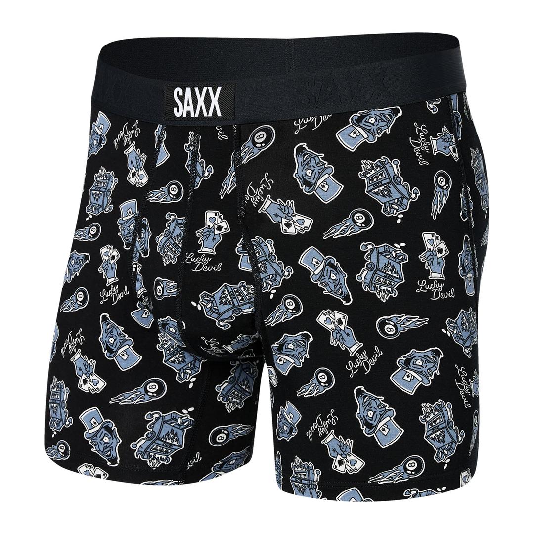 SAXX Men's Ultra Boxer Briefs Luck Devil Black