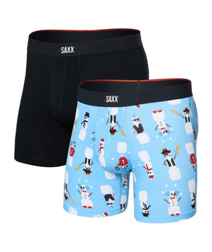 SAXX Men's Vibe Boxer Briefs 2-Pack Frosty the Gamer blue black
