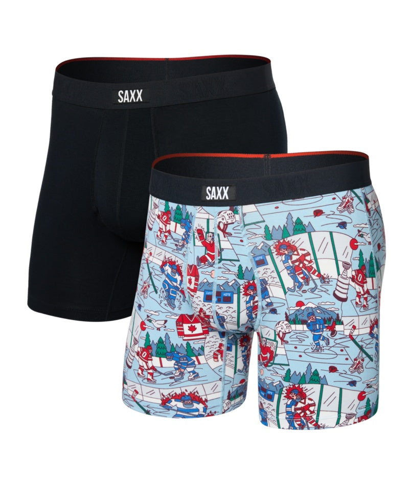 SAXX Men's Vibe Boxer Briefs 2-Pack Mitts and Lumber blue black