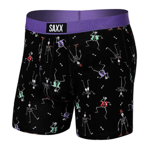 SAXX Men's Vibe Boxer Briefs Dancing Skellies Black