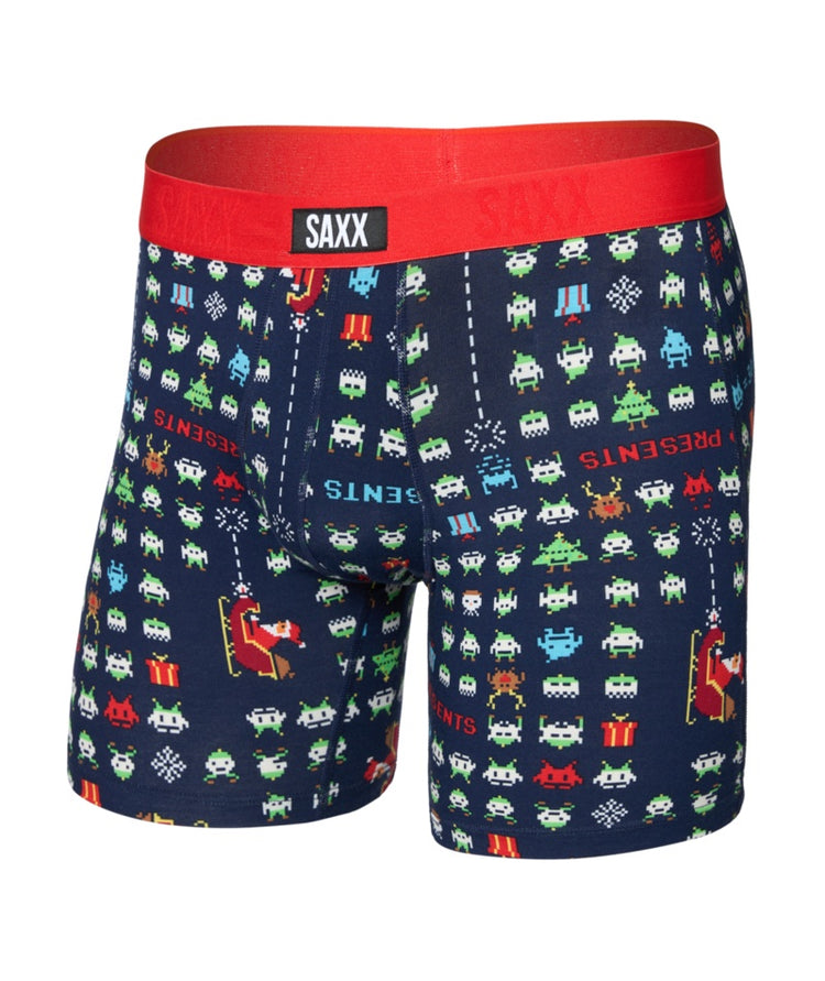 SAXX Men's Vibe Xtra Boxer Briefs sleigh invaders navy blue 