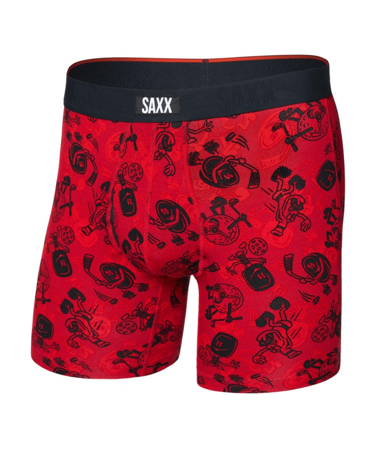 SAXX Men's Vibe Xtra Boxer Briefs sloshed ball cherry red