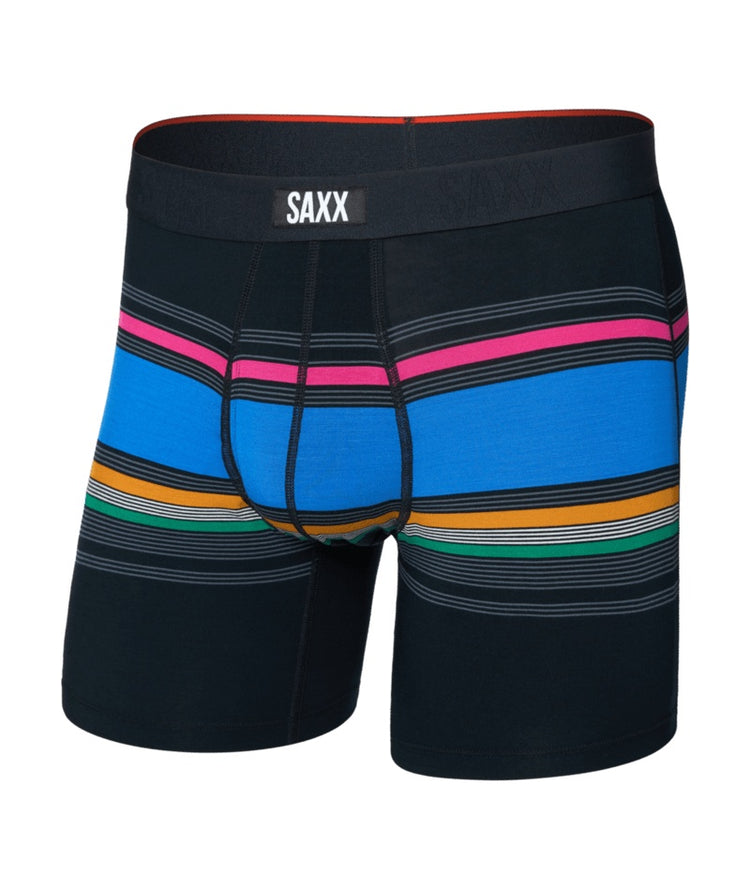 SAXX Men's Vibe Xtra Boxer Briefs throwback stripe black blue