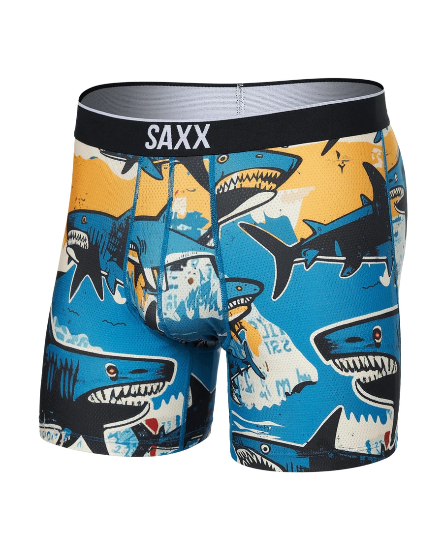 SAXX Men's Volt Boxer Briefs Shark Street Blue