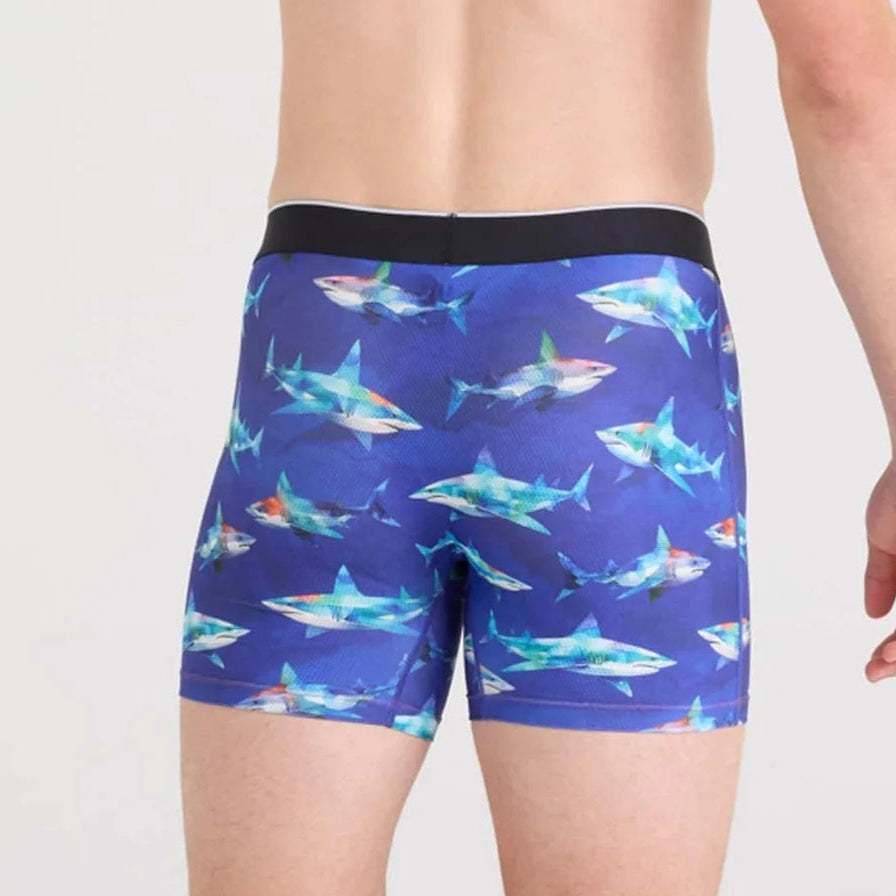 SAXX Men's Volt Boxer Briefs Shattered Sharks blue