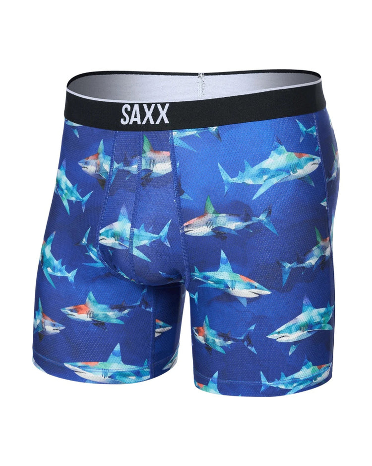 SAXX Men's Volt Boxer Briefs Shattered Sharks blue