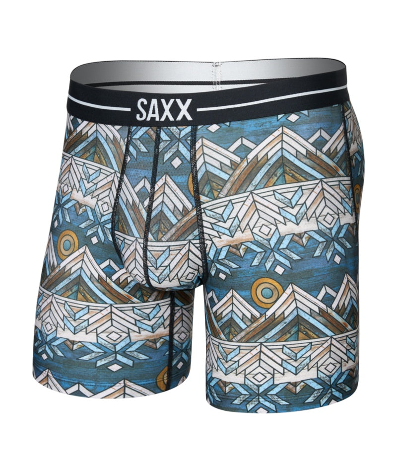 SAXX Men's Volt Boxer Briefs timberline blue beige multi color
