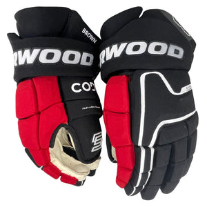 Sherwood Senior Pro Stock Hockey Player Gloves red black