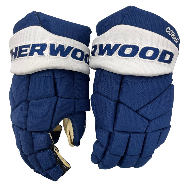 Sherwood Senior Pro Stock Hockey Player Gloves blue white