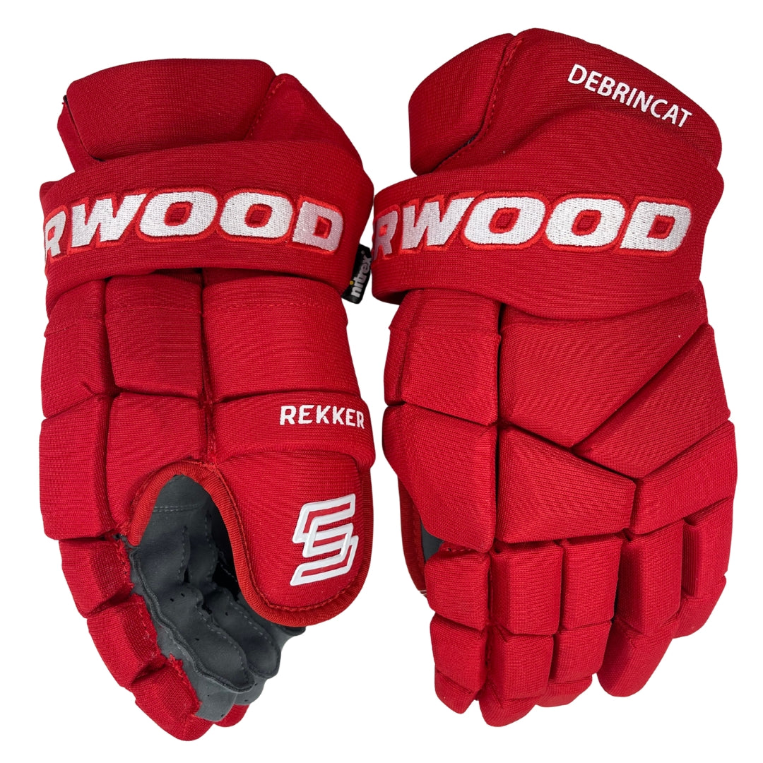 Sherwood Senior Pro Stock Hockey Player Gloves red white