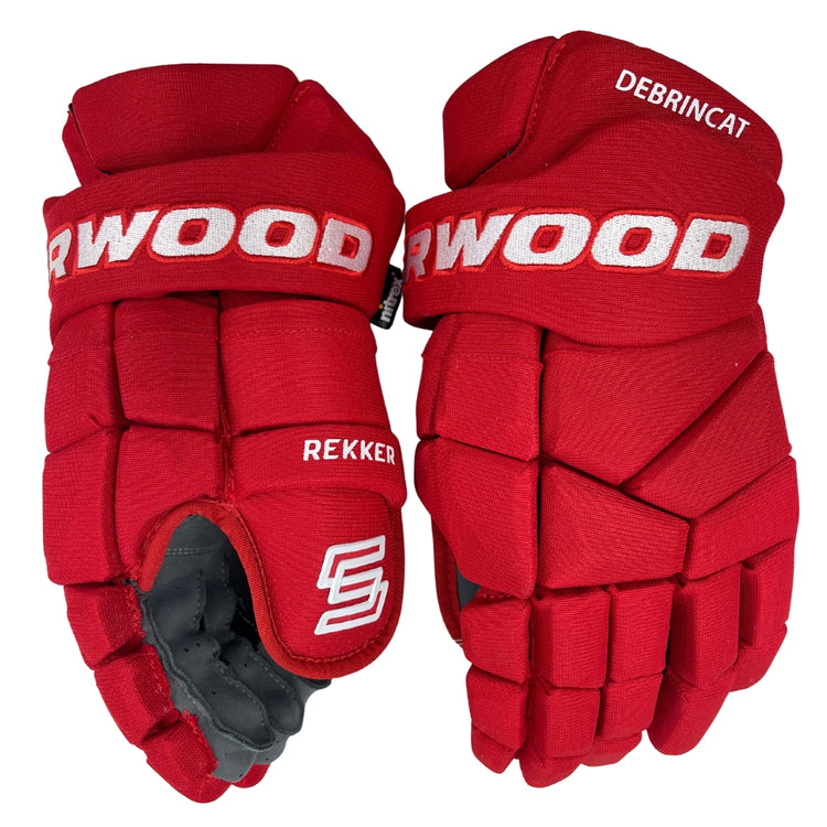 Sherwood Senior Pro Stock Hockey Player Gloves red white