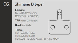 sinter green pads set shimano tektro trp 002