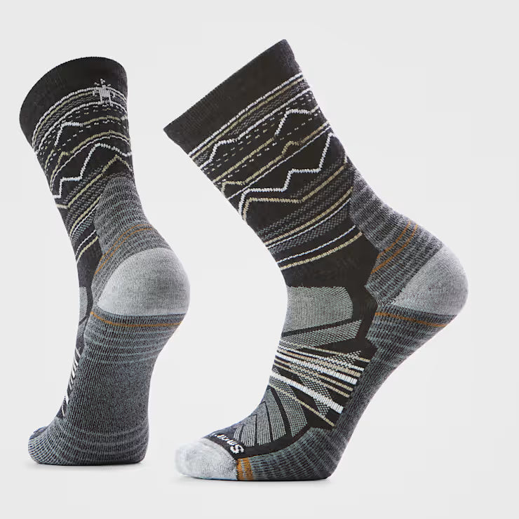 Smartwool Men's Hike Light Cushion Mountain Range Crew Socks charcoal light grey