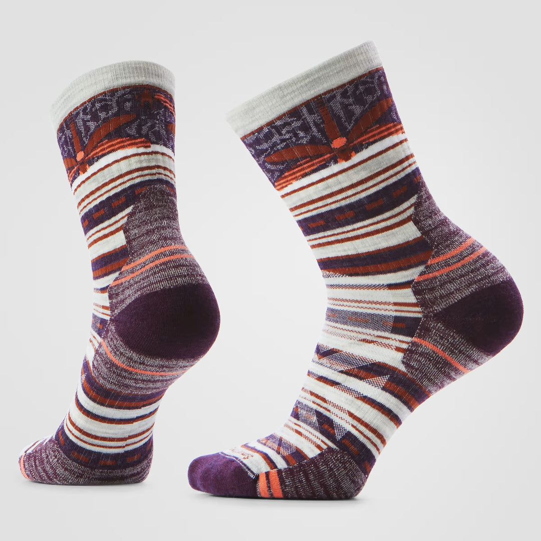 Smartwool Women's Hike Targeted Cushion Dragon Stitch Mid Crew Socks Ash Purple white multi color