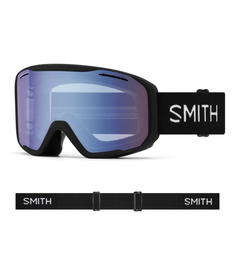 SMITH Blazer Winter Snow Goggles Black Blue Sensor Mirror