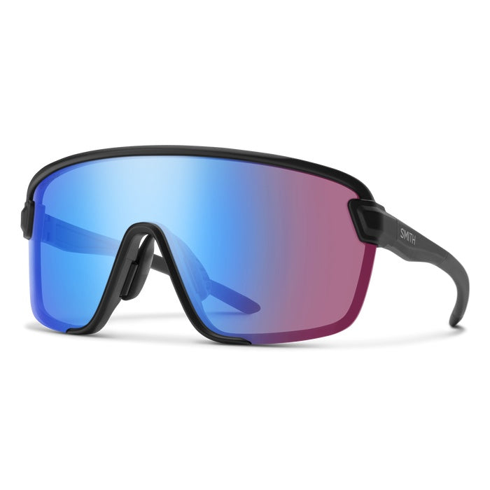 SMITH Bobcat Sunglasses Matte Black chromapop low light rose blue mirror