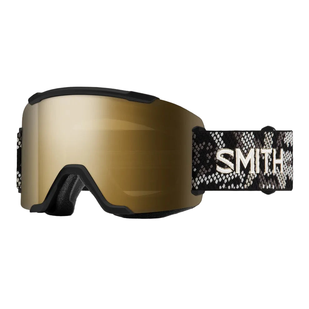 SMITH Squad Ski Goggle Black Snakeskin ChromaPop Sun Black Gold Mirror Lens 