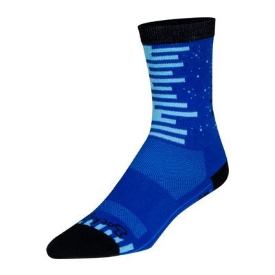 SockGuy Night Day 6 Crew Bike Sock Blue Small Medium