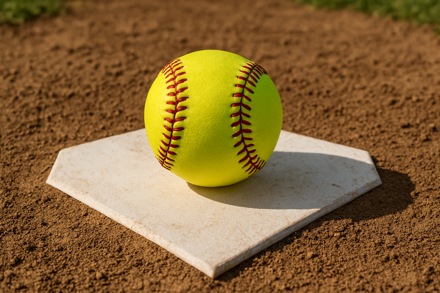 softball on a home plate