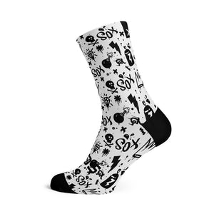 SOX Footwear Monochrome Crew Sock Doodle White