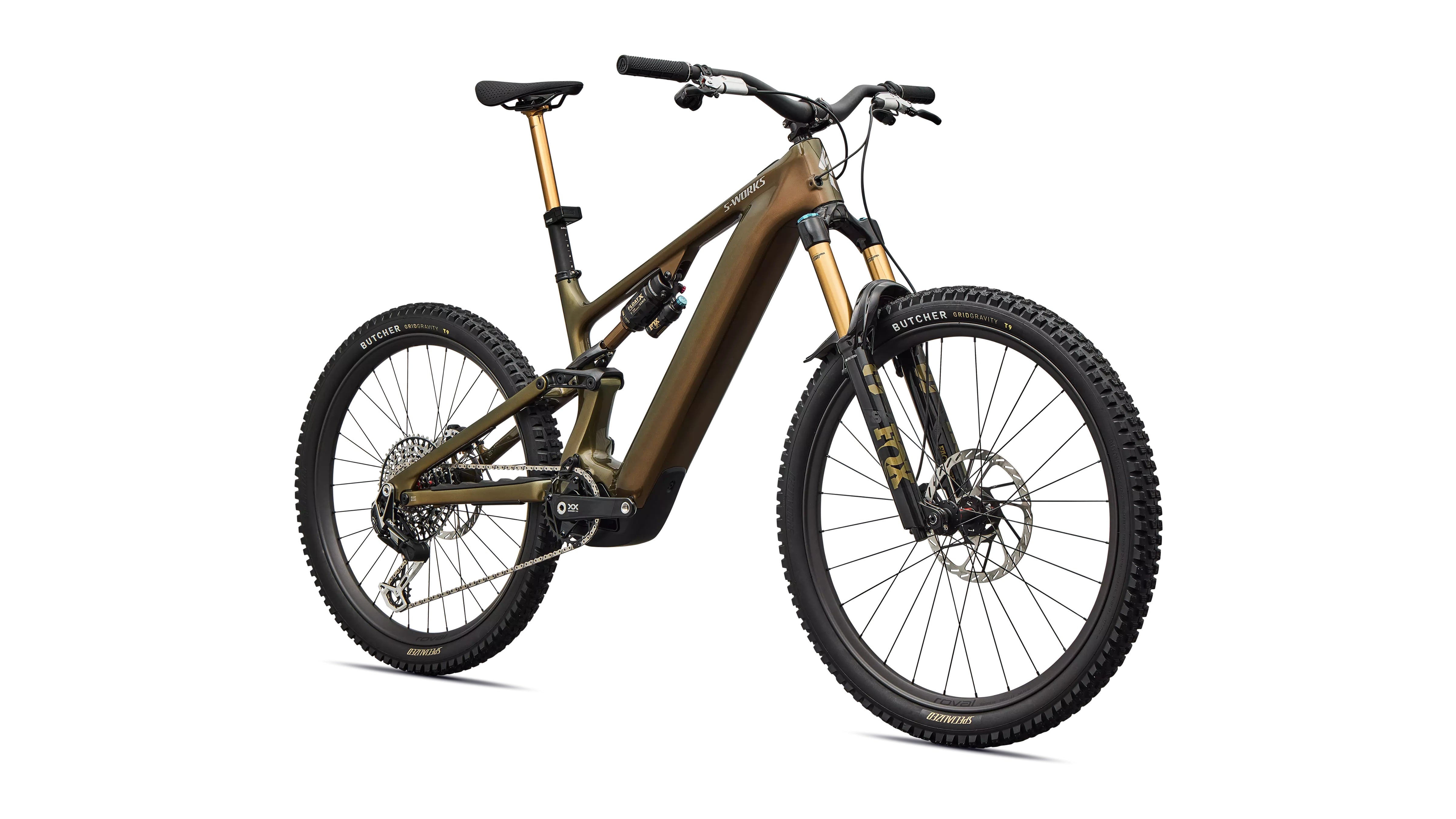 Specialized S-Works Turbo Levo 4 Full Suspension Electric Bike 2026 Gloss Laurel Green/Burnt Gold/Chrome