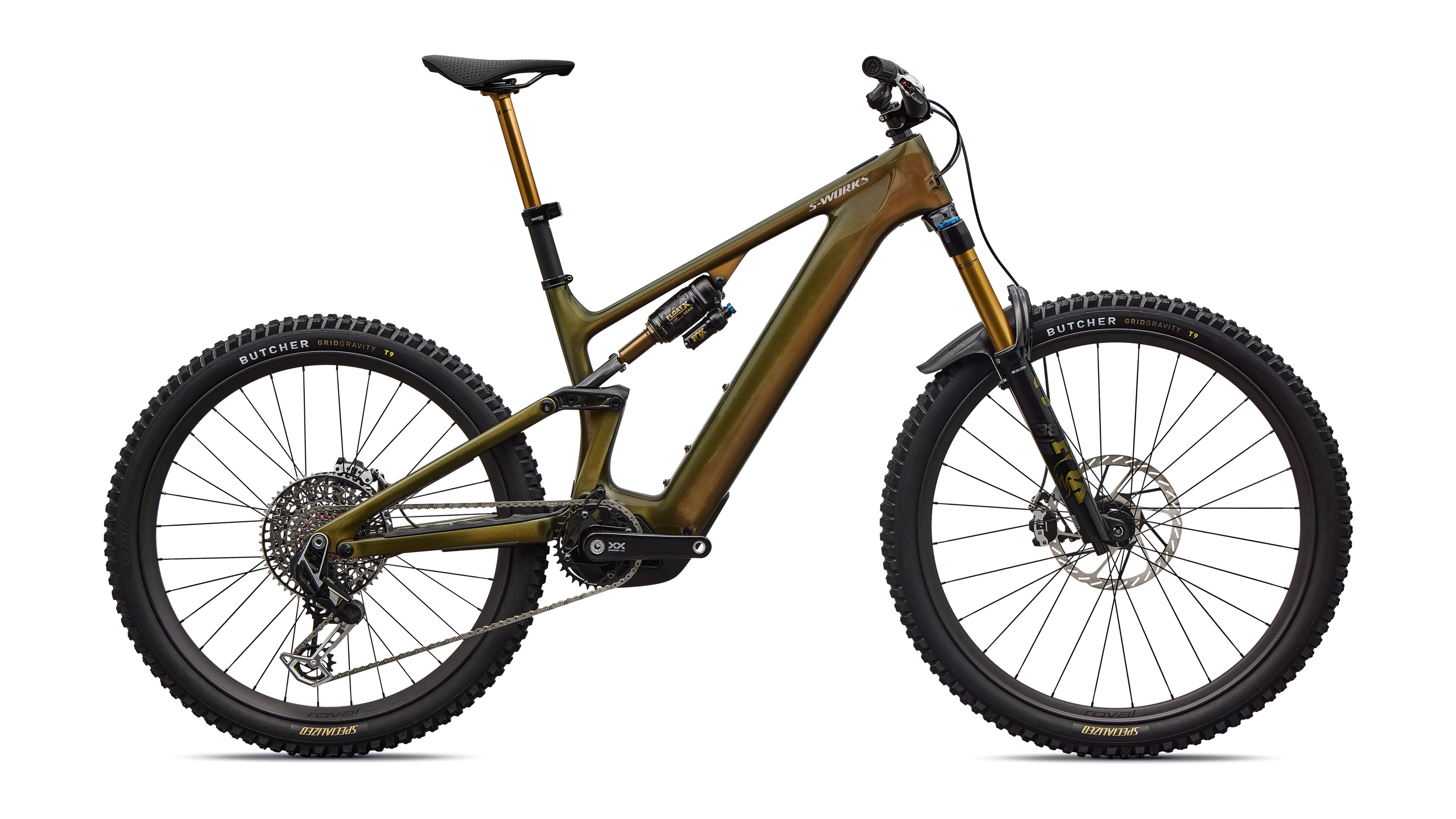 Specialized S-Works Turbo Levo 4 Full Suspension Electric Bike 2026 Gloss Laurel Green/Burnt Gold/Chrome