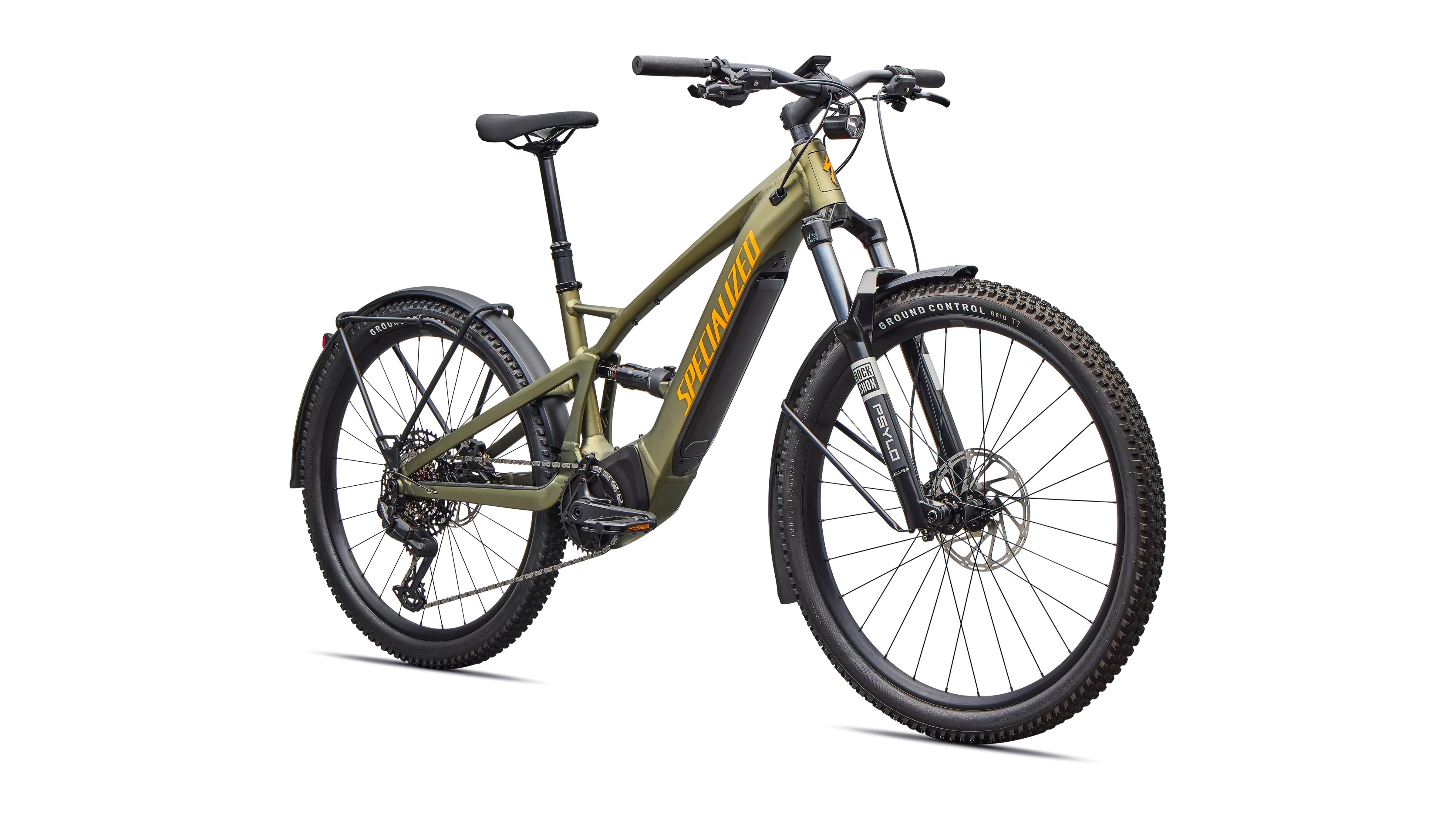 Specialized Turbo Tero X 5.0 UL Full Suspension Electric Hybrid Bike 2026 Satin Laurel Green Metallic/Orange Zest