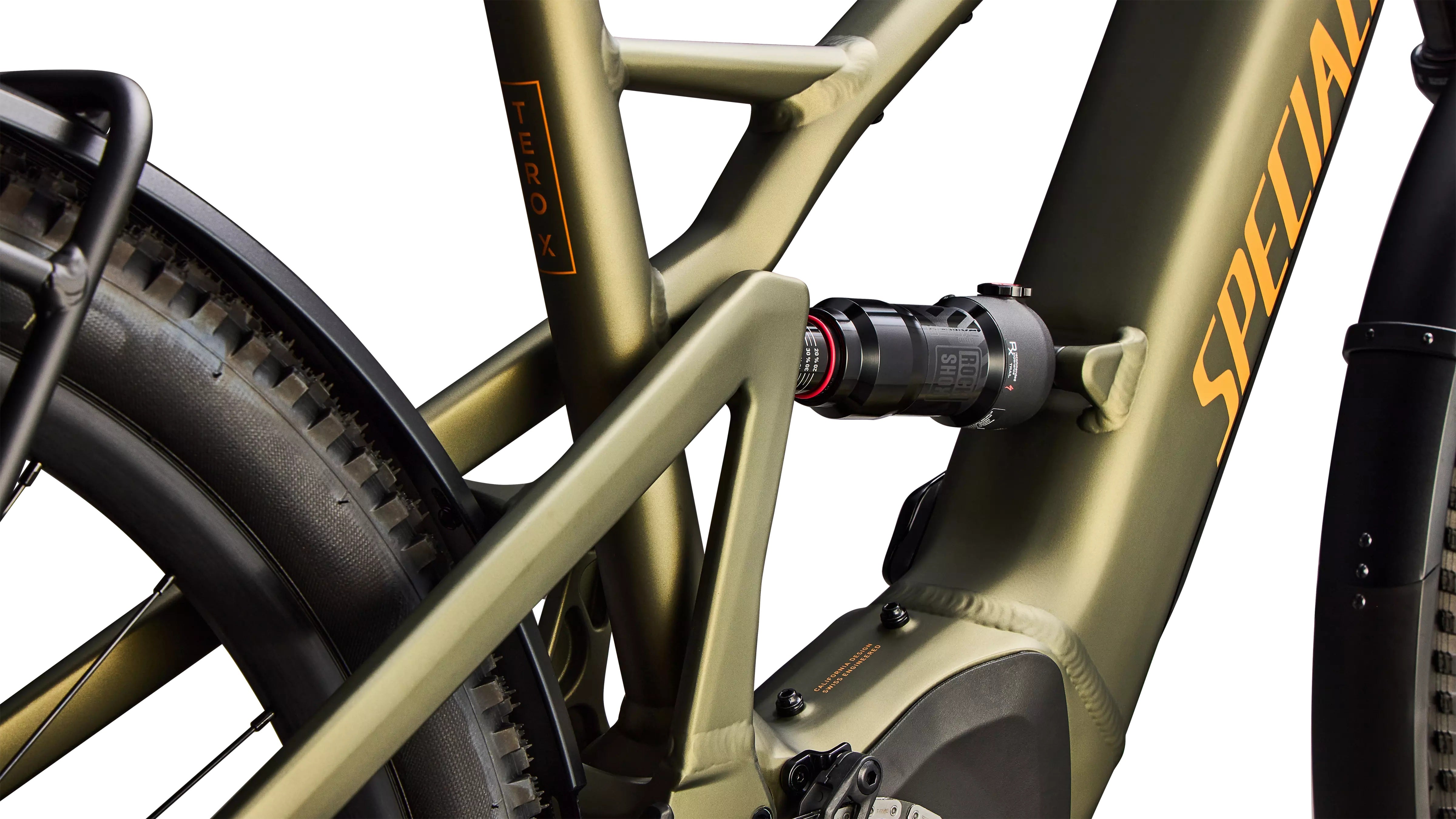 Specialized Turbo Tero X 5.0 UL Full Suspension Electric Hybrid Bike 2026 Satin Laurel Green Metallic/Orange Zest
