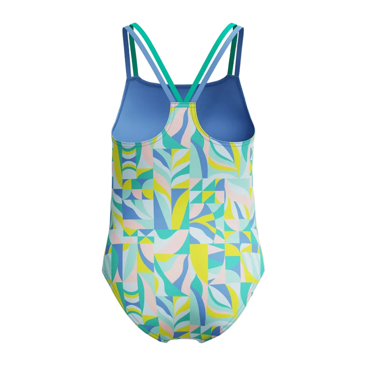 Speedo Girls Print Strappy One Piece Swimsuit marine green
