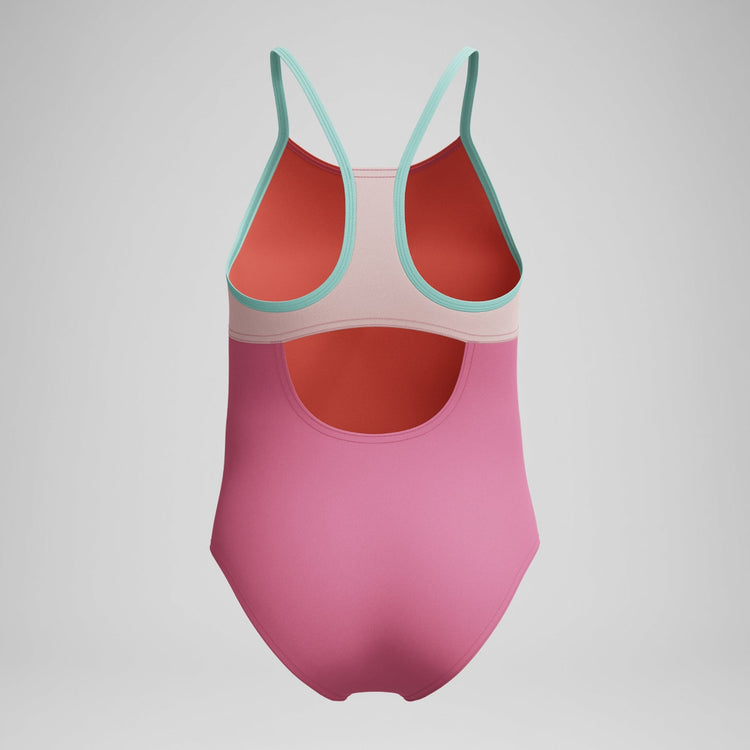 Speedo Girl's Radiating Splice One Piece Swimsuit pink lemonade
