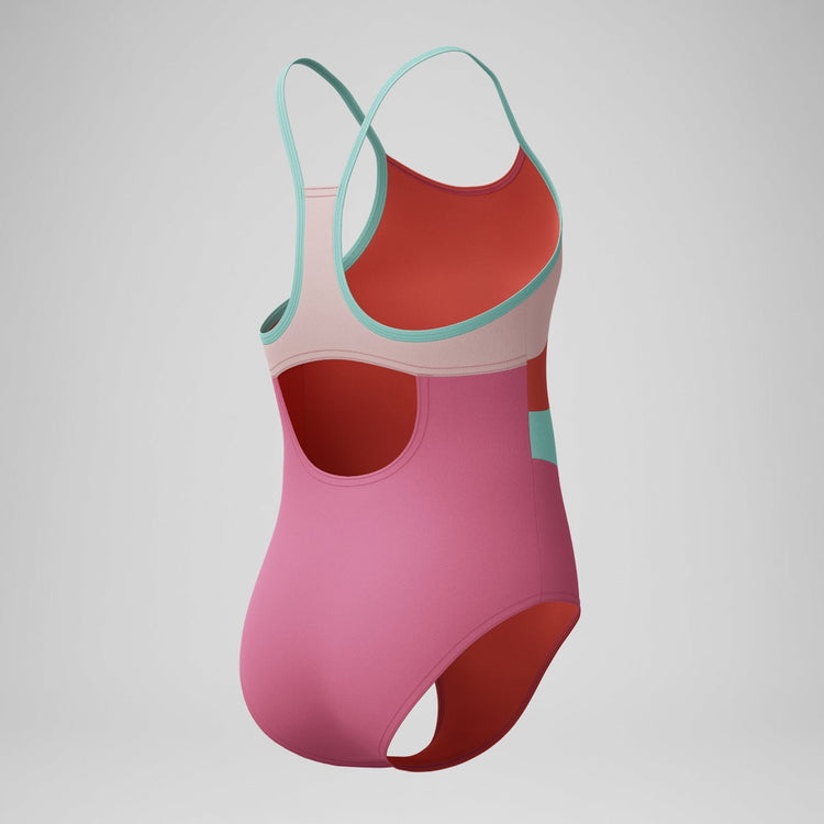 Speedo Girl's Radiating Splice One Piece Swimsuit pink lemonade
