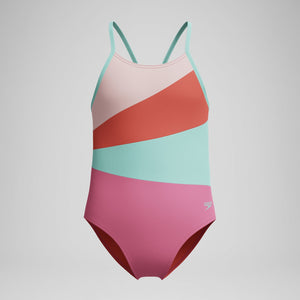 Speedo Girl's Radiating Splice One Piece Swimsuit pink lemonade
