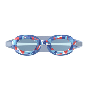 Speedo Junior Futura Hydrospex Printed Swim Goggle Legend Red Patchwork Boom Celeste Blue Lens